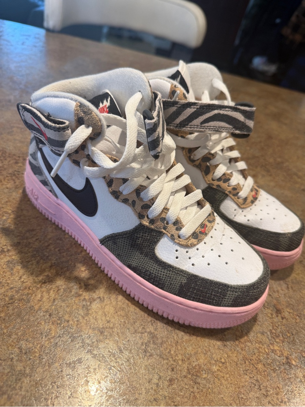 Nike White Black Pink Mixed-Print High Tops